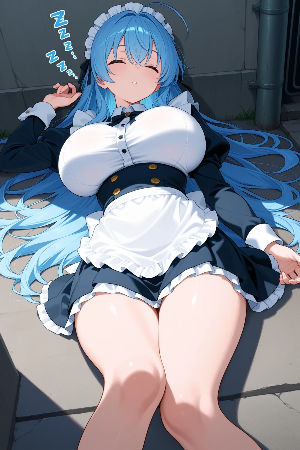 illustration, cute face, bunny girl, big breasts, leg job, stocking, blue hair, gleen eyes, 見下す, 興奮した表情, sitting table, low angle, 開脚ポーズ,