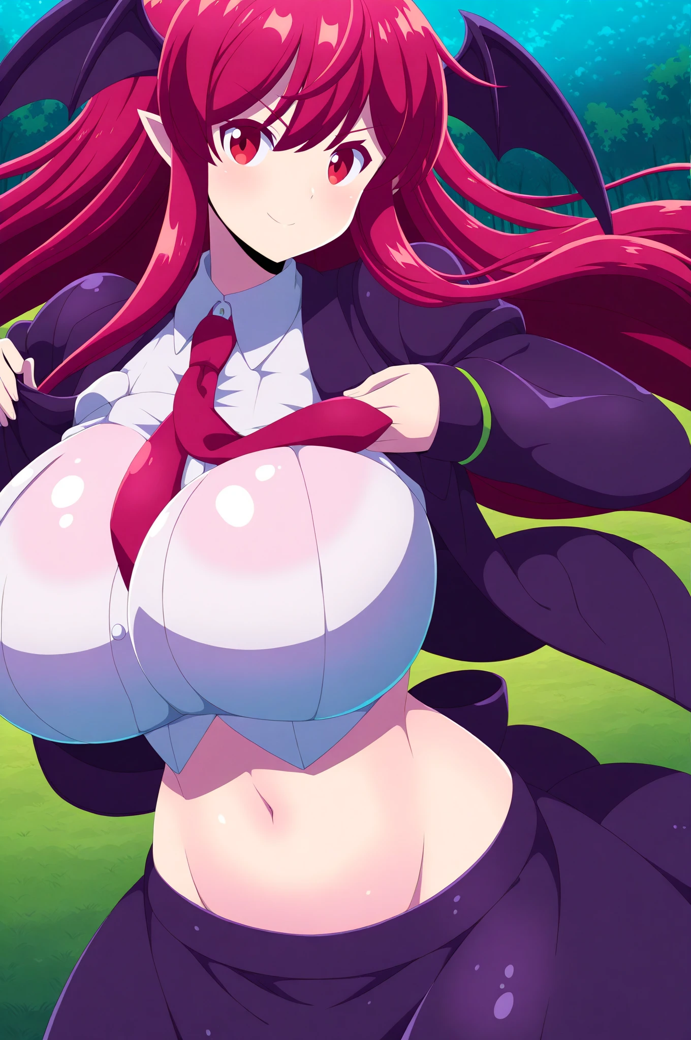 (high detailed)) 17 yo's woman, Ruby red colored hair, Green mini glasses, emerald Green Pandora's clothes,big And round breasts, gorgeous thicc plump body, seductive expression, expressive eyes, Emerald-green satellizer's outfit,Very long skirt, holding handblade, dynamic pose, action position, perfect anatomy