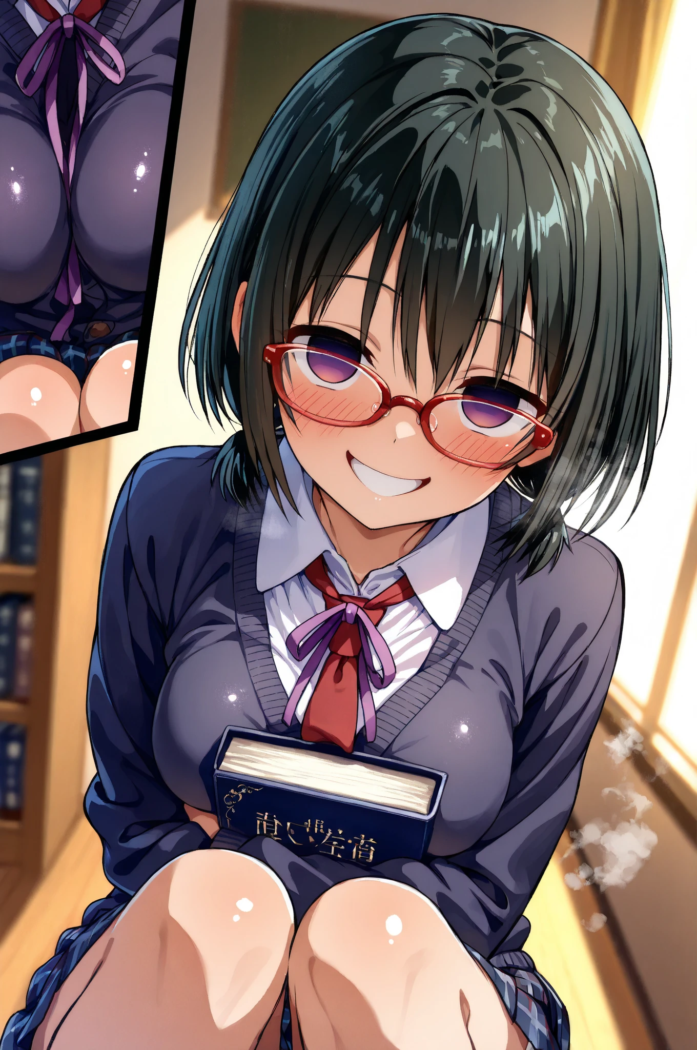 Librarian, Porn, Naked, spread legs, Ahegao, hentai, cum, spread pussy,