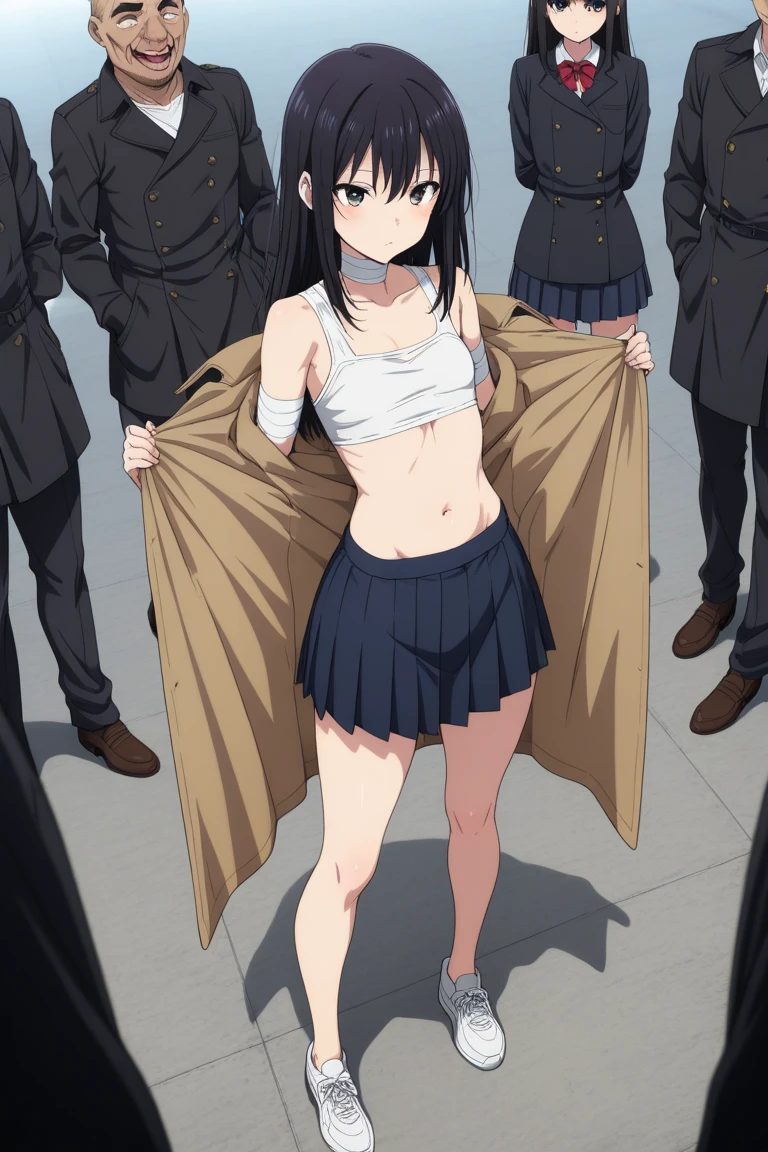 16k, High resolution, masterpiece, highest quality,
cinematic pictures, A long angle of the school grounds, blush your nose, heavy breathing, Sweat,
kaede-base, dull bangs, long hair, small breasts, Naked, attacked, surrounded by multiple men, sex, sexual harassment, covered in semen, grabbed by the arm, massive creampie, lower body