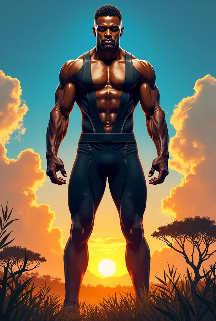 Sexy thin muscular superman with big crotch bulge in the hot desert, muscular superman in the hot desert. Men in underwear. Sexy male flexing his muscles. Superman flying.