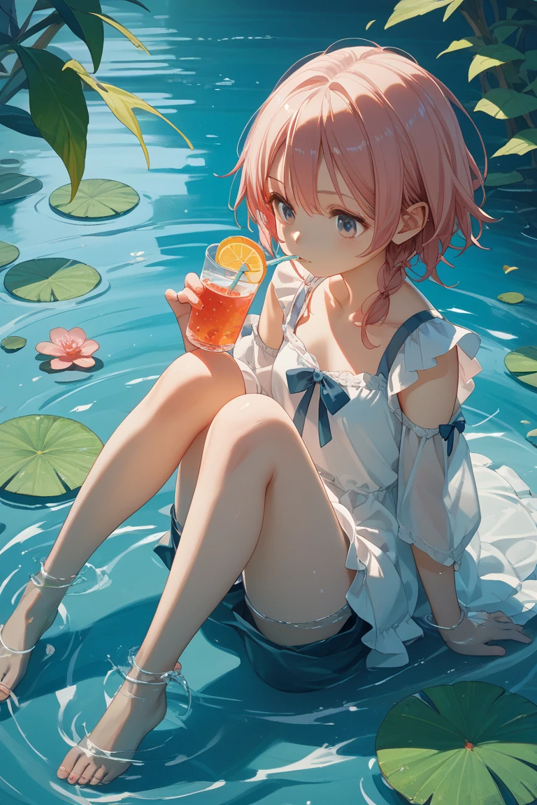 absurd , high resolution, Super detailed, (8 year old girl:1.3), Large Breasts,Happy, rest, Sundress, Ink cap, mary jane shoes, rest, Rich gradients, extreme colors, Extreme details, Clear light perception, rest, (many, Impressionism, ), Anime Characters, rest, The opening of your legs,Fluid between thighs、Flowing liquid,touch、disheveled、Comfortable to wear,Chest contour、(((Wet clothes))),Pipe top,(((Ultra-thin clothing))),(Body model),((Body outline)),Grin, blush,Overactive Expression,