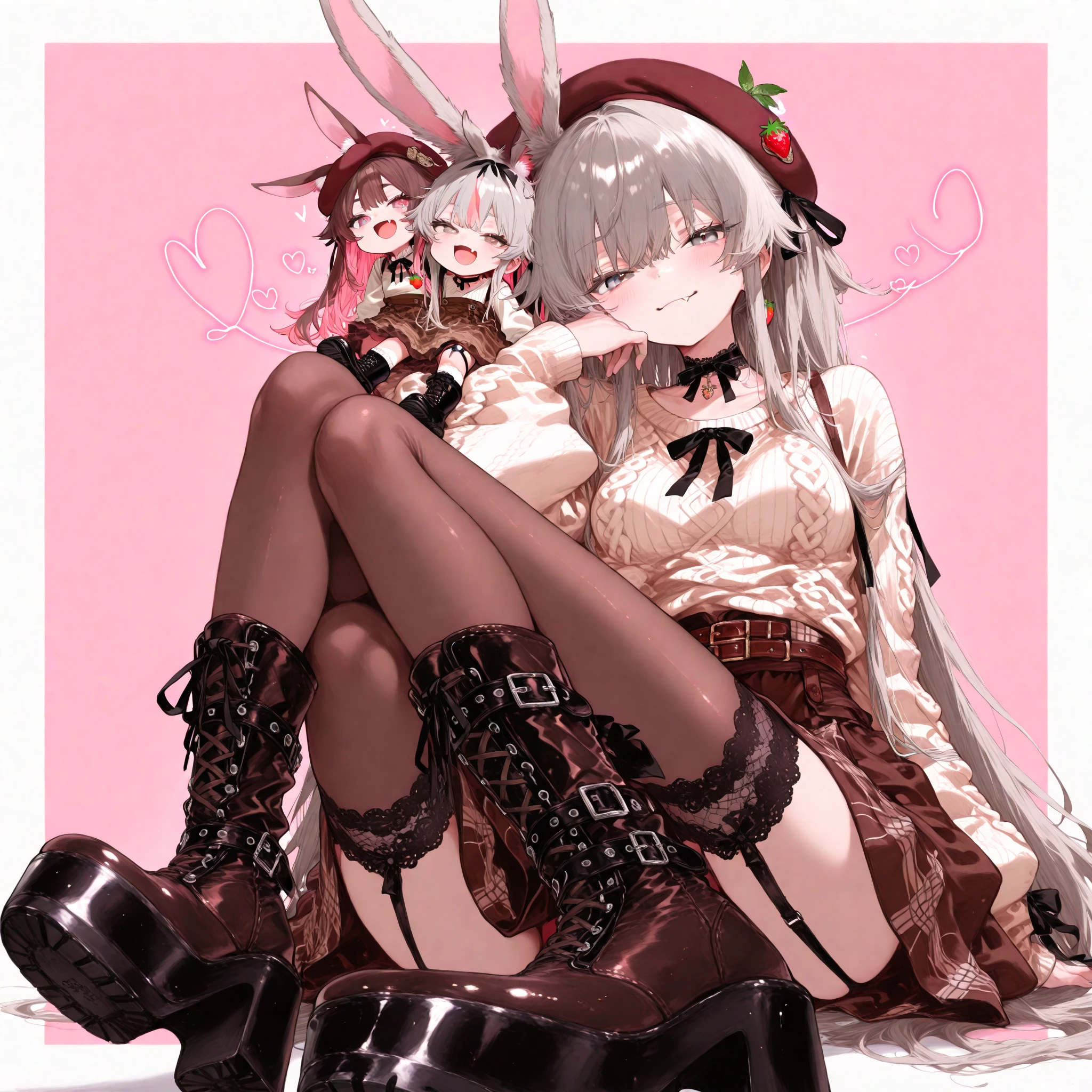 Blonde, Blue eyes, Double ponytail, small loli, Fair skin, Animal ears, Lota Tsundere Female Ghost Legs Female Genitalia Clothes are torn