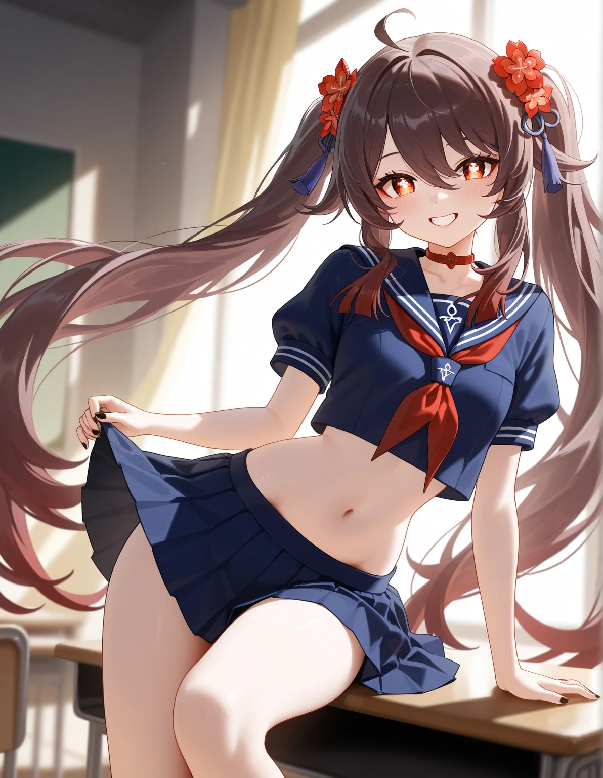 Daiwa Scarlet \(umamusume\), ((Abdominal muscles)), ((Muscular body)),Reddish brown hair, Hair Intake, Red eyes, length, Sleek twin tails, Big twin tails、very, very, very long horse ears、、、、 Horse tail, (very detailed), Super big breasts、超Super big breasts、very very big breasts、、Cowgirl, mini skirt、Wild West、Angle from below、Her chest is overflowing、Saggy breasts、Voluptuous bust、Bust Size H Cup、Melon-sized bust、美しい濡れたCowgirlコスチューム、Sweat、Sweatまみれ、Sweatだく、Beautiful breasts、バストを強調するCowgirlコスチューム、Artistic Sailor Suit、Erect nipples 、Erect nipples、 masterpiece,Highest quality, fine grain, Official Art, smile, high school、noon、saloon,western drama、Beautiful legs、Open your mouth, frontage、noon、Hanging out at a bar、god秘的美しさの脚、god々Beautiful breasts、A smile for your lover、blush、A big smile、The best moment of my life、美しいCowgirl、時代はWild West