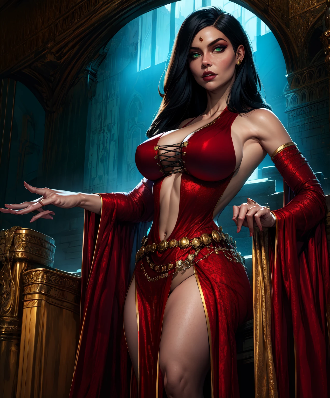 (Beautiful mature female (perfect face) demon), (Milla Jovovich:0.3), horns, tail, wicked smile, pale skin, (skin texture:1.1), (high detail plunging revealing demonic dress), wreathed in fire, (fiery eyes:1.2), fit athletic body, temptation, taking your soul, castle throne room in hell background, tortured souls, hordes of hell in the distance, (masterpiece), (photorealistic:1.4), RAW photo, best quality, high res, rich colors, backlight, bright sunlight, cinematic lighting, film grain, raw photo, 50mm lens, Nikon D850, warm colors, sweaty