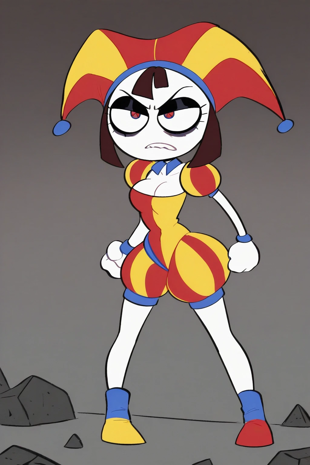 (best quality, masterpiece1.2), 1girl, solo, human, cally3d, 3d, 3d render, (shygal), white mask, round eyes, mask, red hoodie, cleavage, blue hair, woman, black eyes, sexy, detailed, extreme detail, perfect lighting, 4k, tall, red bowtie, shiny body, makeup, eyeliner, beautiful, annoyed, (20 year old:1.5), medium breasts, long hair,
