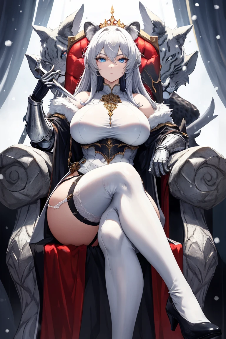 Anime Gargoyle woman. Gray stone skin, Long dark gray hair, pink eyes, long stone gray color claws, Giant stone gray color wings, long stone gray color tail, sharp teeth, lust smile, big gray horns on forehead, Castle background.