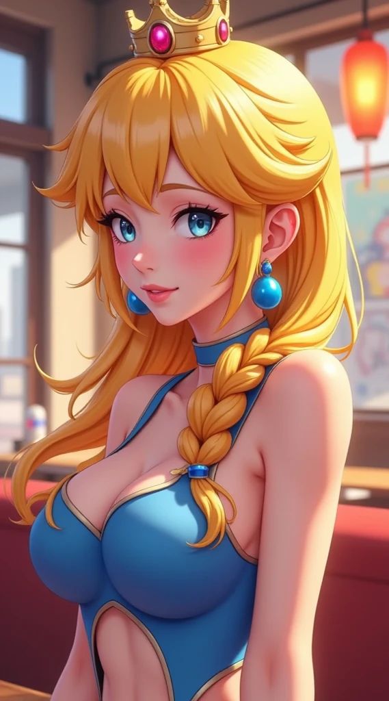 woman, ((Masterpiece, best quality)), full body view, bursting huge breasts, detailed skin, Anna from Frozen as a hooters girl, hooters tight clothers white and orange, shorts, tight short top, highly detailed, cinematic lighting, ultra realistic, blush, looking at viewer, anna, anna from movie Frozen.