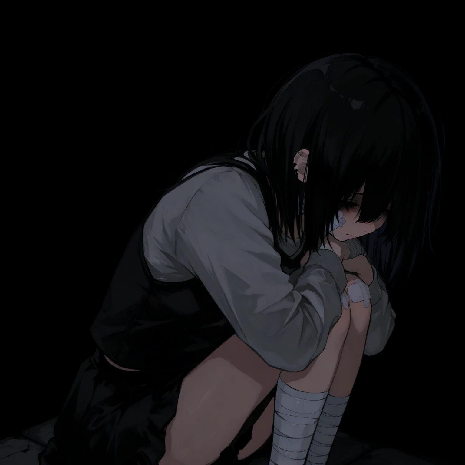 anime girl sitting on ground with chains around her, the anime girl is crouching, gapmoe yandere grimdark, 4k anime wallpaper, 4 k manga wallpaper, badass anime 8 k, best anime 4k konachan wallpaper, anime art wallpaper 8 k, gapmoe yandere, anime style 4 k, a-1 pictures, anime wallpaper 4k