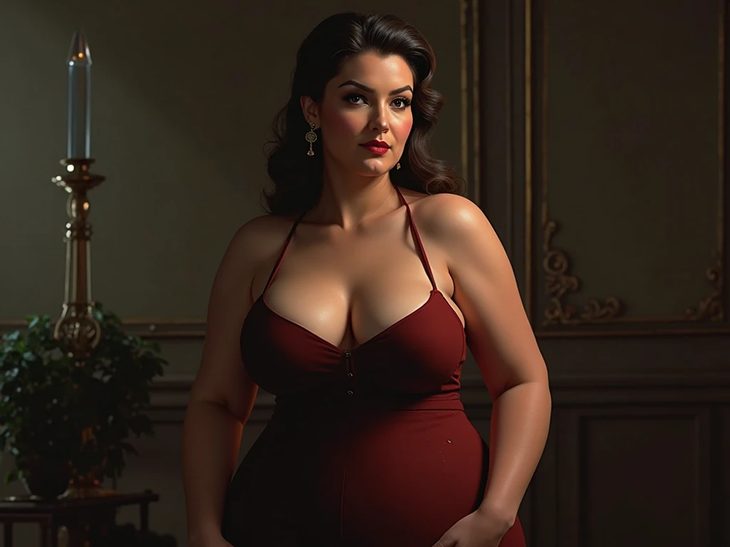2heads, two headed woman, age 41, curvy, opera singer, singing, Italian, black hair, dark eyes, on opera stage,
