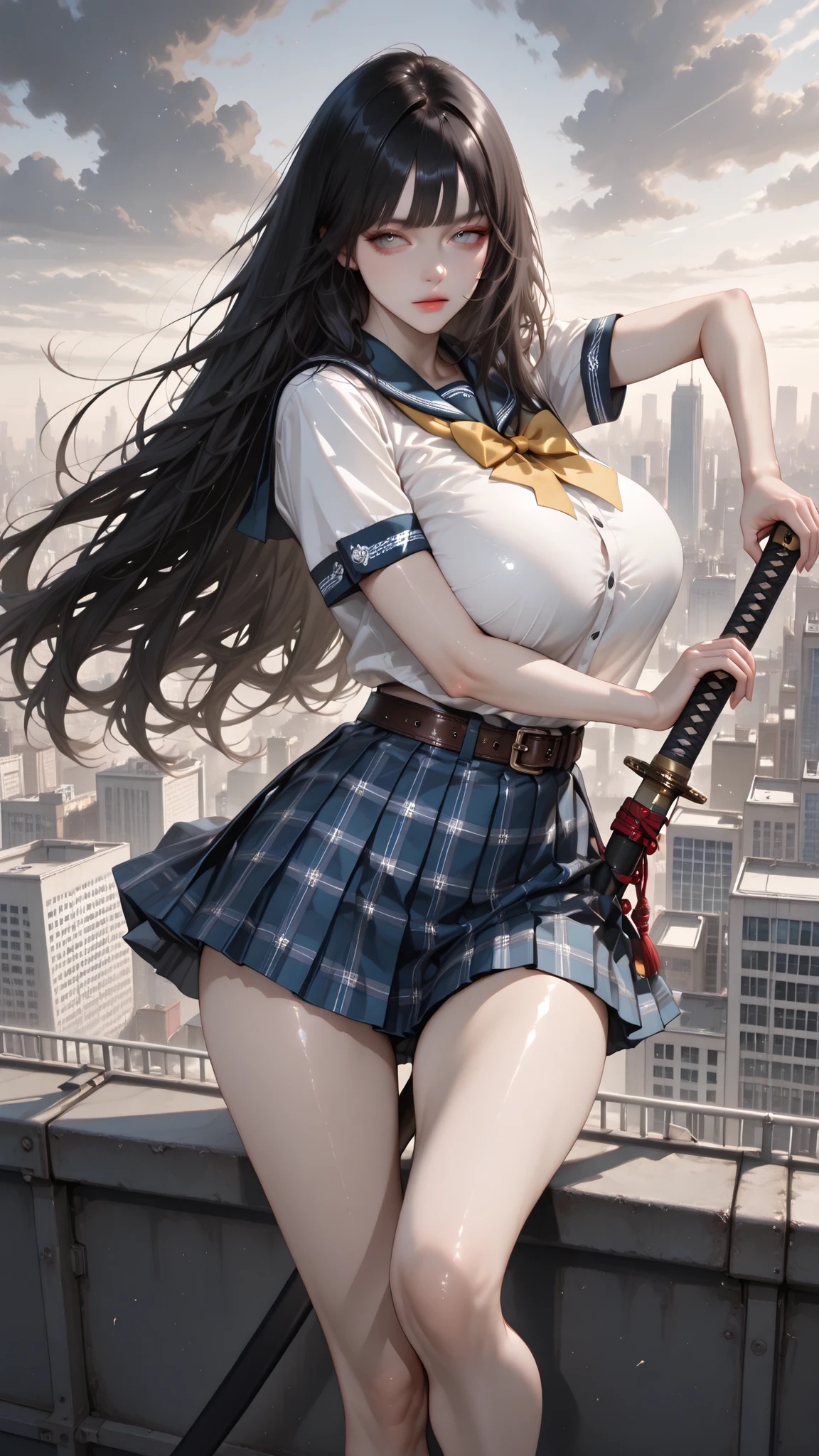 (8K), (Highest quality), (masterpiece:1.2), (Realistic), (photoRealistic:1.37), Very detailed, 1 Girl,cute、Beautiful, perfectly aligned teeth、Beautiful attention to detail, Beautiful and detailed nose, black eye、(Looking at the front)、Big Breasts,Semi-shoulder hair、((topless:1.6))、(skin is moisturized:1.4)、(Trance:1.5)、Cheeks are a little red、Mysterious Beauty, Perching on the clouds, (Fantasy Illustration:1.3), Captivating Gaze, Seductive posture, The charm of another world, Mystical Sky, ((moon night)), pastel colour, (Cloud Detail View:1.3), Outdoor、palace、balcony、(night、moonlight)、(A bow tie、Fur vest、Garter Stockings、Cat ear、Headband)、(Tie with rope:1.8)、(Semen is on it:1.4)、(Open your mouth:1.2)、(Spread your legs:1.2)、(Front view:0.8)、(Cowboy Shot)