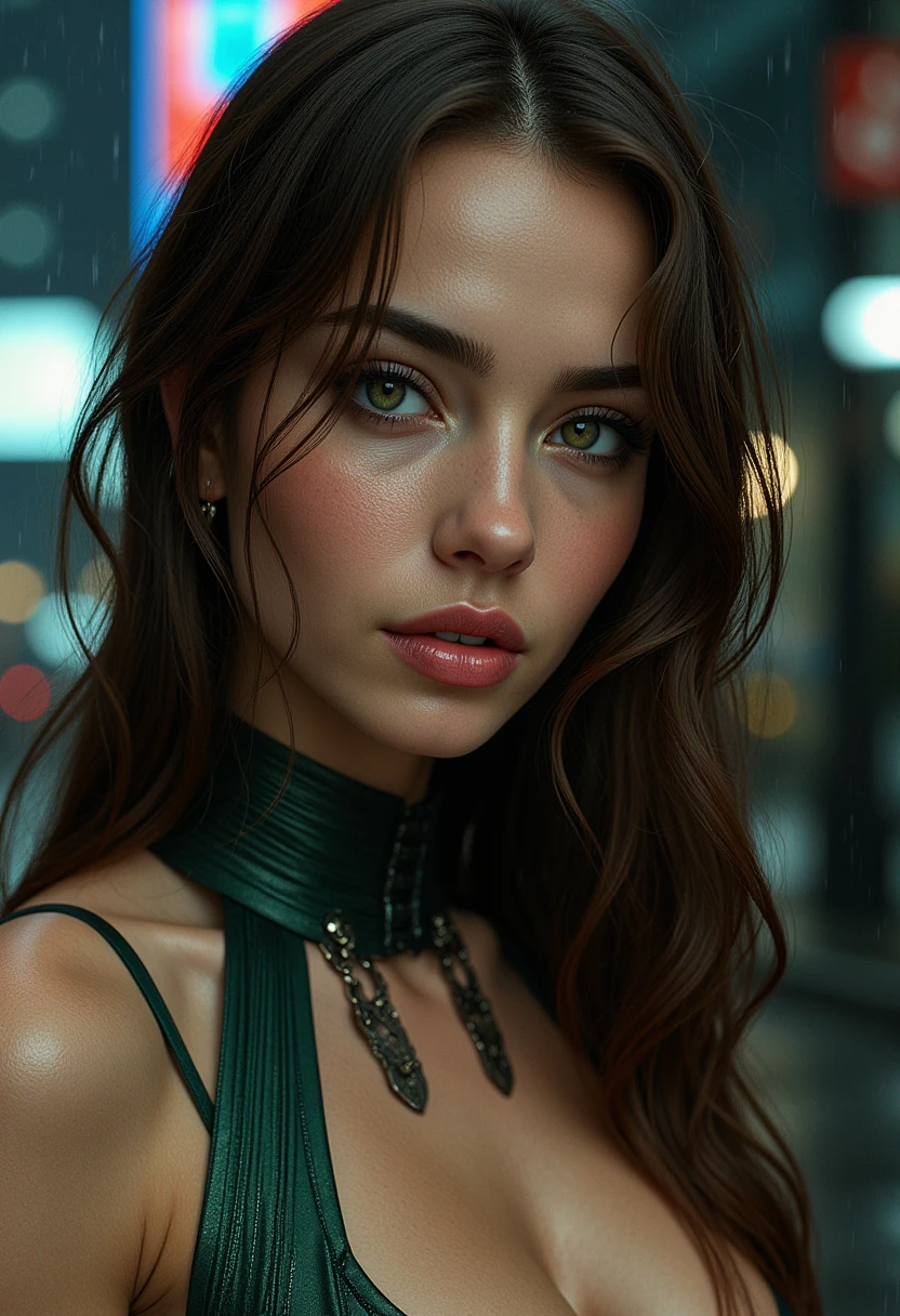 Garota extremamente linda, centrada, visual chave, intrincado, altamente detalhado, breathtaking beauty, lineart preciso, vibrante, Comprehensive cinematic, Carne Griffiths, Conrad Roset, (o retrato mais bonito do mundo:1.5), rosto detalhado, olhos verdes detalhados, detailed red lips, expression would be sensual, pele lisa detalhado, garota sexy