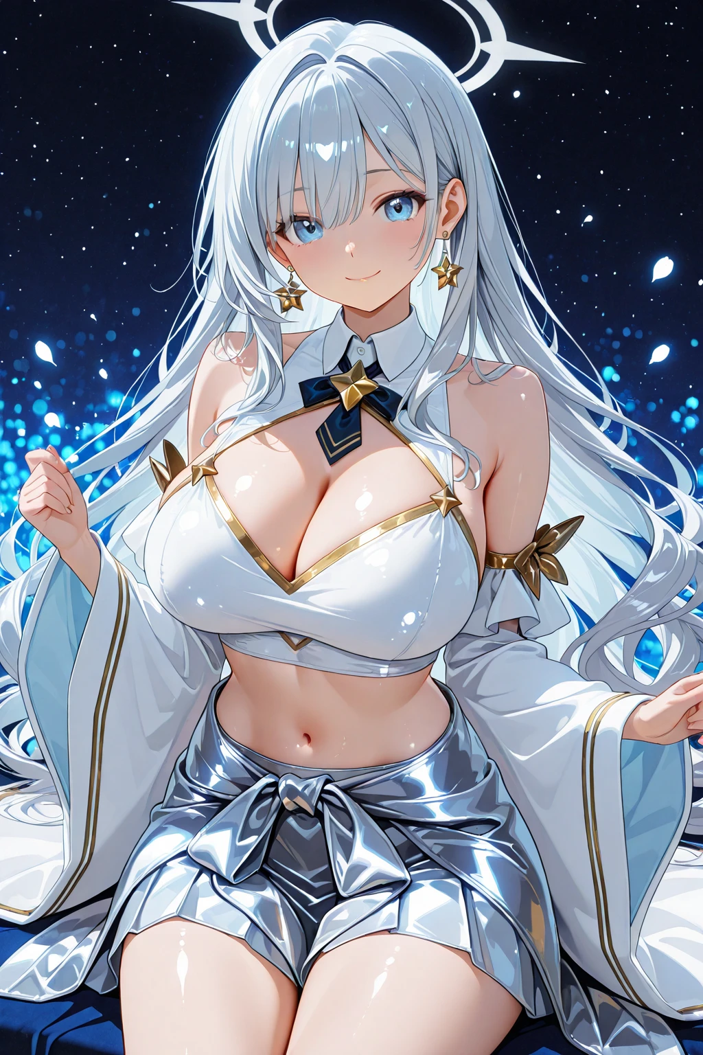 Highest quality, masterpiece, Ultra-high resolution, female、獣族のfemale王、Big Super Boobs、Tied waist、White skin、Snow Fox Beastman、Kemomimi、tail、single、Clothing that accentuates the contours of the body、Short skirt、valley、fascinate、Hands on hips、Confident