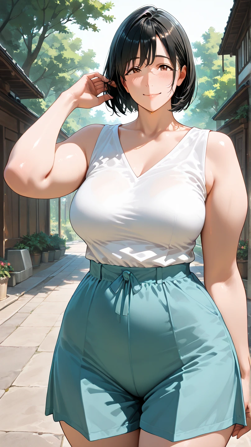 Large T-shirt maxi dress、Big Breasts、I can see her cleavage、Mature Japanese MILF、sexy、、Browsing Caution、sexy、short hair、Brown Hair、whole body