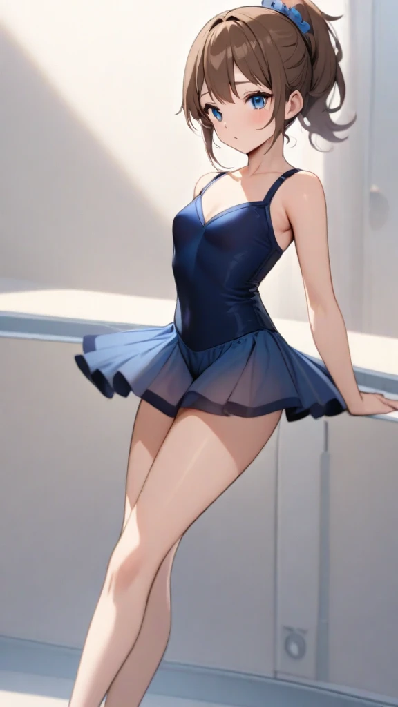masterpiece, best quality, highly detailed, ultra high res, shizuka yoshimoto, 1girl, solo, hair ornament, black hair, hair in a bun, bangs, glossy lips, medium breasts, aqua eyes, school, ballerina, white pantyhose, tutu