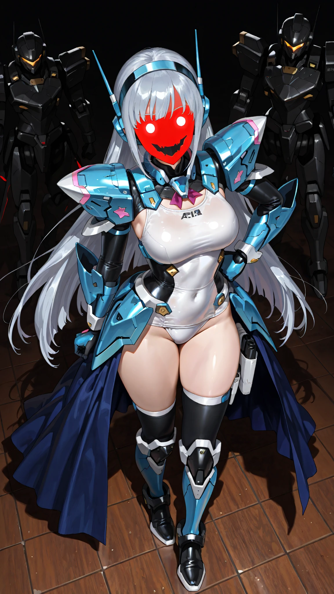 realistic, 1girl, mecha_musume, (with extremely large robotic hands:1.4), (large mecha arm:1.5), mint green hair, twin_braids, white beret, large breasts, covered nipples, thick thighs, (missile launcher:1.3), (missiles:1.2), cameltoe, sweat, smirk, highleg thong, (arthropod girl:1.2), (arthropod limbs:1.2), (arthropod legs:1.3), (spider legs:1.2), (spider girl:1.3) <lora:lma:1> <lora:niji_jelly:0.1>  <lora:spider_girl_v1:1.4>, extra legs, extra arms