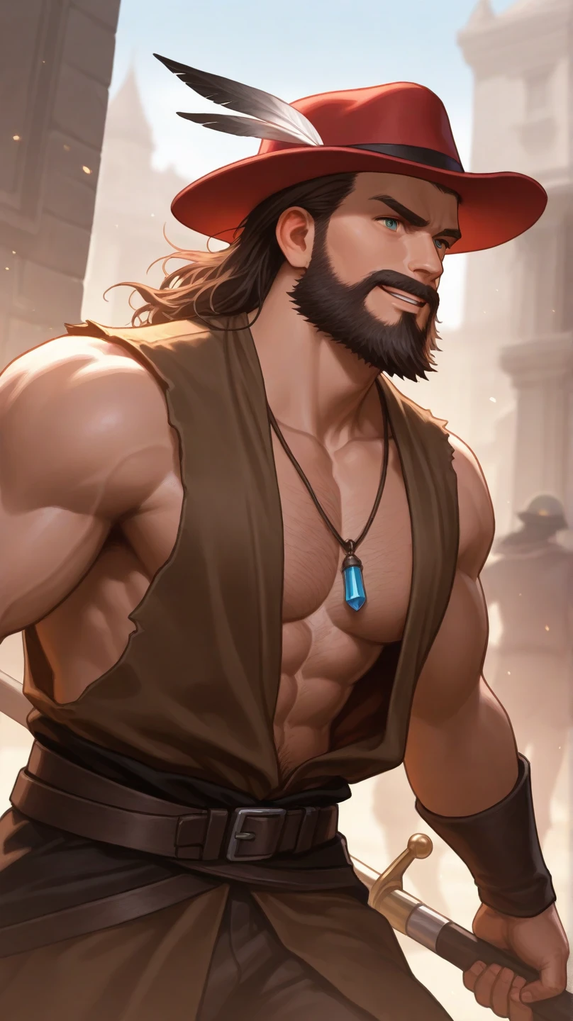 sexy male pirate, nude, white background. sexy pants. high realistic lightning. photorealistic