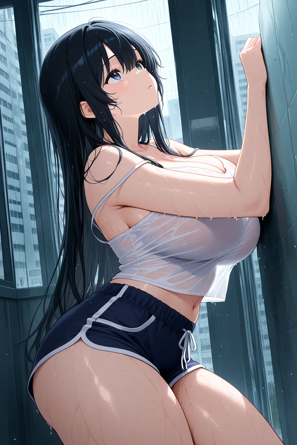 Two women having fun on the tennis court, lewd: 1,2, hentai: 1,2, NSFW: 1,2, lesbian micah: 1,2, grabbing each other's ass, kissing, blushing, wet sleeveless t-shirt, shorts, anatomically correct