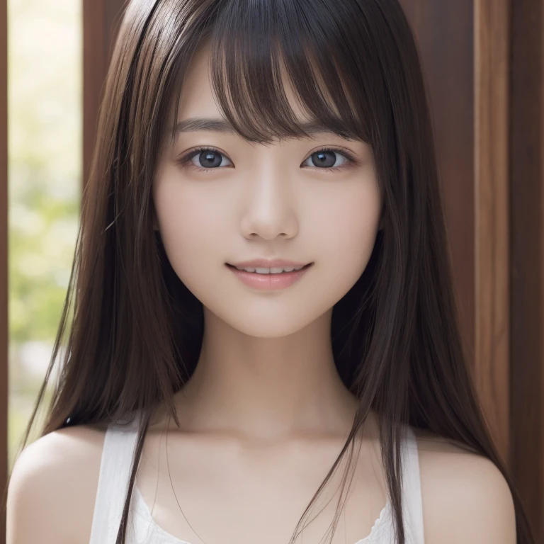 Japanese、18-year-old、Very slim、((Smiling))
