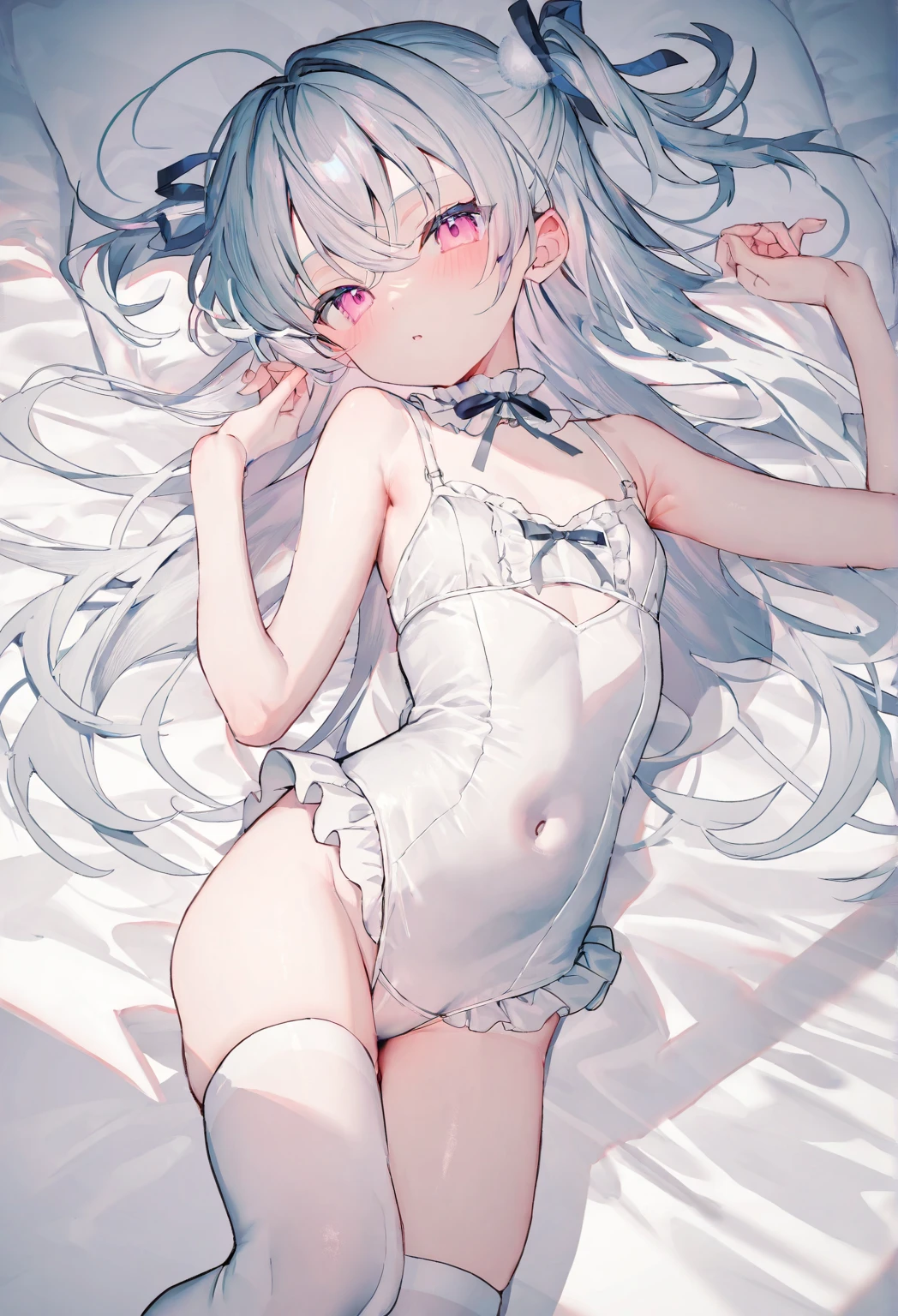 Bunny girl、Small breasts、Thighs、blush、Open your mouth、Raise your arms、Bedroom、Long Hair