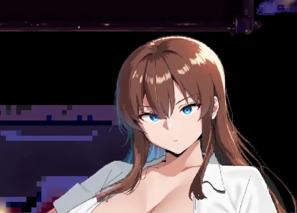 An anime-style artwork depicting acheron from the game Honkai star rail.

Tags: acheronhsr, anime, detailed eyes, detailed lips, black crop top, black turtleneck, black pencil skirt, bare shoulders, smiling expression, intense gaze, glowing emblem on hand, dynamic pose, mystical background, vibrant colors, digital art, high-resolution, professional quality, gigantic breasts, (underboob : 1.4), curvy, cowboy shot, (gigantic breasts: 1.4), (purple eyes: 1.4), (light copper blonde hair: 1.6), short hair
