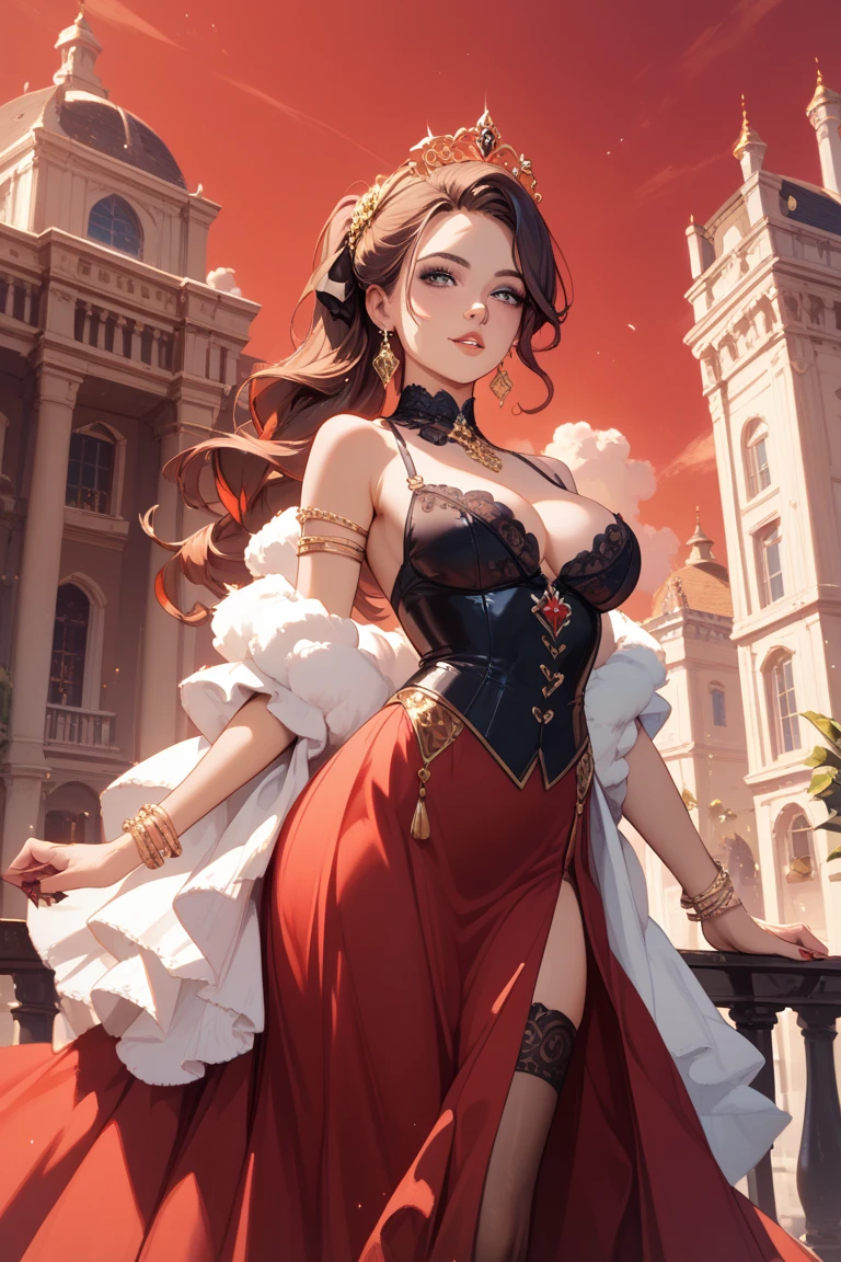 Best quality, (Masterpiece:1.2), illustration, absurdities,
(1girls, 独奏), (Chateau de Versailles, Pisa Baptistery Of St. John background, Flowers,navel,crowd people),(Beautiful detailed girl), (kawaii:0.4), 
Wang Yuanji, Blonde hair, a ponytail, Brown eyes, Large breasts, 
Aqua dress, flowery dress, Cleavage, aqua skirt, black thigh boots, thighhigh boots, High heels,
Blushlush, look viewer, 
Sitting, Cowboy shot, Full body,