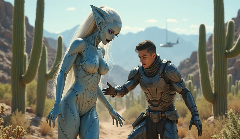Couple bi-racial, fait le sexe, un alien, une humaine, humaine cheveux long blond, yeux bleu claire