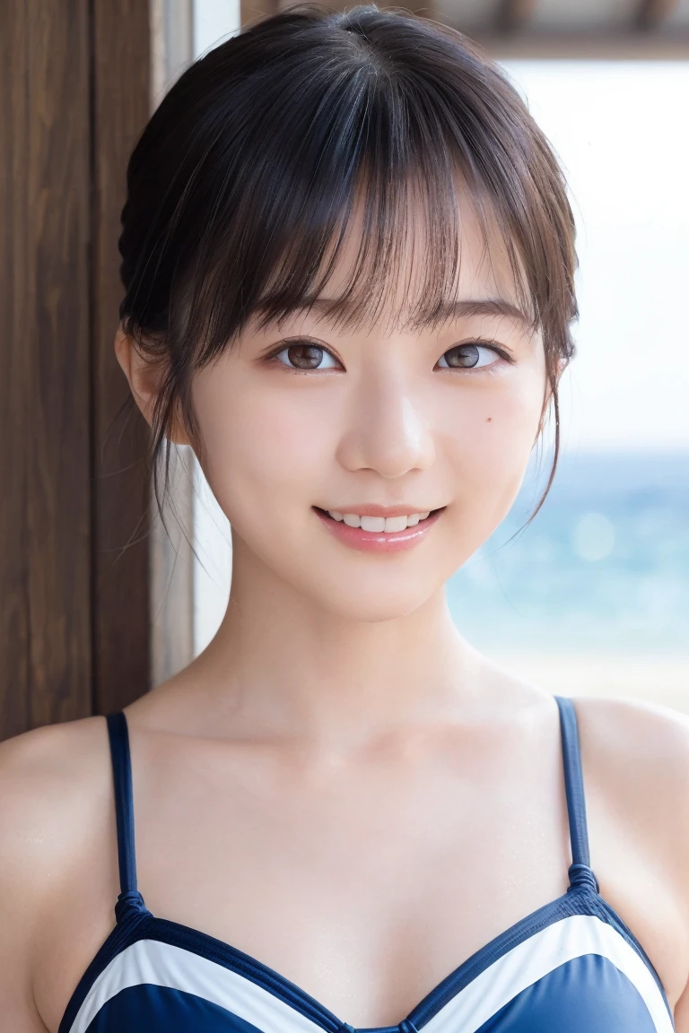8k,Highest quality,(masterpiece:1.2),(Realistic),(Realistic:1.37),Ultra-high resolution,1 high school girl,smile,((Big Breasts)),Beautiful Eyes,(((Cute Bikini))),Tropical Beach,Perfect body,Perfect Fingers,Professional Lighting,gravure,Detailed face and skin texture,fine grain,RAW Photos