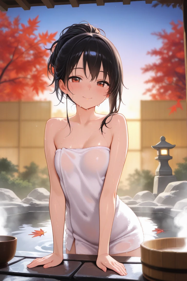 Water surface of open-air bath、hot spring water surface、steam