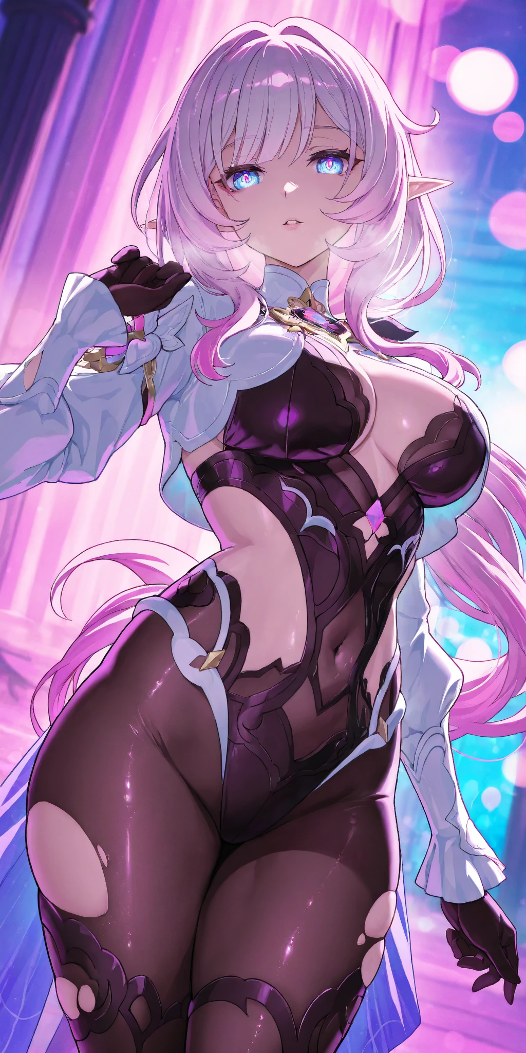 tmasterpiece， Best quality at best， 1girll， solo， long whitr hair， nedium breasts， looking at viewert， ssmile， By bangs，big cleavage breasts， hair adornments， mitts， shift dresses，((4K,Masterpiece,Best quality)), beauitful face,Hair accessories,solo,looking at viewert,ssmile,Shut your mouth,cparted lips,hair adornments,choker necklace,jewely,long whitr hair,耳Nipple Ring,Chinese outfit,ultra - detailed,The inserts are very delicate and beautiful,dynamic angle,floatking,Beautiful and delicate eyes,Detailed light,Large chest,Big Tits,big assa，Floating hair,glowing light eyes，Bikini，Hood cloth，Lace lingerie big breasts，Blushlush，Lace lingerie big breasts,Lace lingerie big breasts,Daughter，Armpits，Blushlush，Hair between both eyes，long whitr hair，looking-at-viewer，solo，separate，outstretched legs，Very long hair，multipel Girls，（（Fuchsia hair）），The barefoot，Solitude，the feet，（（Purple eyes）），long whitr hair，looki at viewer，jewely，Lie down，Blushlush，ssmile，laws，hindquarters，On the back，and the tongue sticks out，the original god,holding a pudica pose, passionate pose,Open mouth, ，holding a pudica pose，Harnes，chain，, knees on bed with legs behind her and her back straight up, giant breasts bare and fully exposed nipples fully shown, sexy , chains, choker, bdsm, breasts out, camera is close up and low down making her look large and dominant 