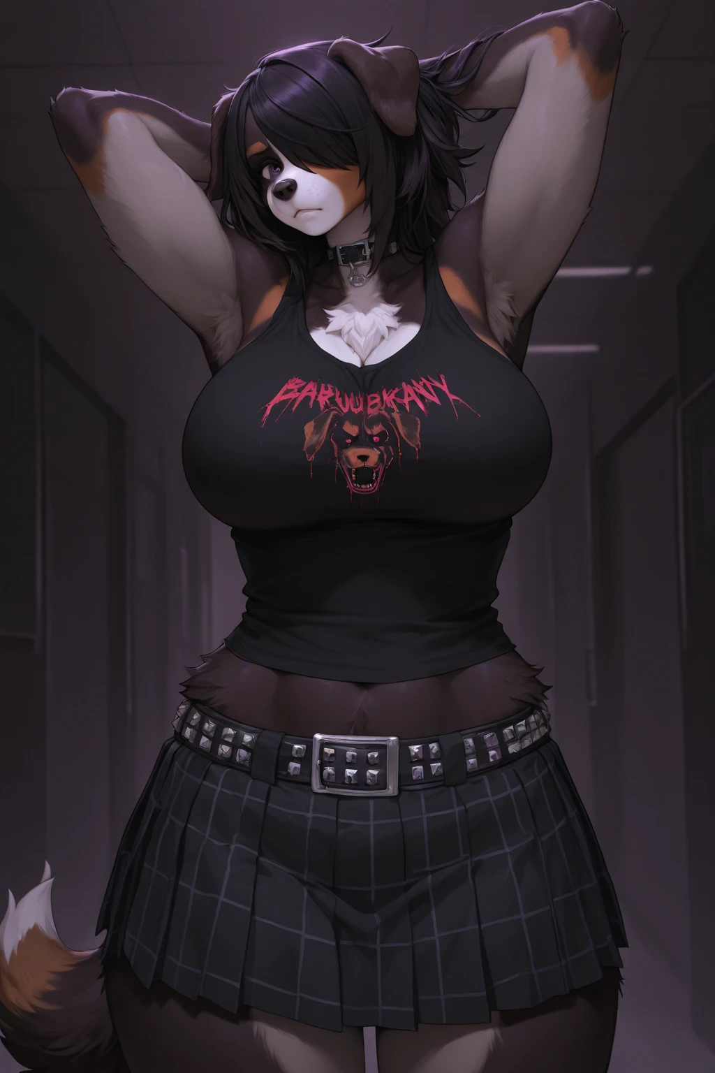 By bebebebebe, by lostgoose, by goonie-san, female, ((reptile snout, hair covering eyes, straight hair, long hair, flat hair, thin snout)), snake anthro, huge breasts, tall, muscular, abs,black micro bikini, blackjacket, ragged jeans, exposed chest, smiling, menacing smile,fangs,back alley, dim ligth, scars on abs,pink scales, nigth, close to viewer, chain necklace, bigger jacket,baggy jacket