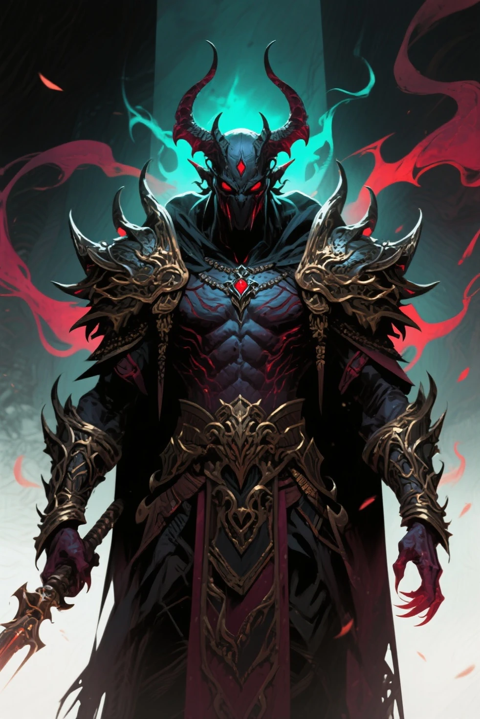 Craft an artwork that brings to life an intriguing and malevolent male character, driven by shades of grey, purple, and red. Imagine a sinister figure emerging from the shadows, their presence exuding an aura of darkness and power.
Picture this character with ashen grey skin, marked by intricate patterns of deep purple and crimson. Their eyes glow with an intense red light, reflecting a malevolent intent that seems to pierce through the very soul of those who dare to gaze upon them.
The character's attire is a mix of deep purples and rich greys, draped in flowing garments that seem to dance with every step they take. Their attire is adorned with crimson accents, representing the dark passions that fuel their sinister motives.
The character's stance is imposing and commanding, their body language exuding an air of authority and dominance. Their fingers are adorned with ornate rings, each embedded with a blood-red gem that seems to hold secrets of forbidden magic.
Surround this character with an atmosphere of darkness and mystique. Shadows cling to them like loyal allies, enhancing the sense of mystery that shrouds their presence. Hints of ethereal purple mist curl around them, emphasizing their connection to dark forces.
Capture the essence of their malevolence through subtle details like the wicked curl of their lips, the ominous gleam in their eyes, and the confident tilt of their head. This evil character is a master manipulator, their intentions hidden behind a façade of charm and allure.
The play of grey, purple, and red hues should evoke a sense of foreboding, intrigue, and intensity. Create an artwork that not only showcases their sinister nature but also leaves viewers with a lingering sense of unease and curiosity about the depths of their darkness."