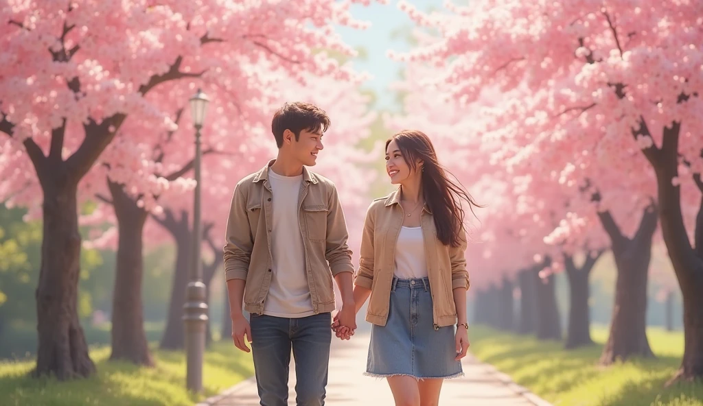 painting of a couple walking down the street holding hands