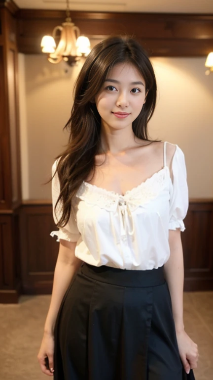 a gorgeous 18 year old lady with beautiful detailed eyes, lips, and long eyelashes, symmetrical face, youthful smooth complexion, short ponytail hair, slender figure, well-endowed round bosom, friendly approachable smile, dimples, confident poised demeanor, wearing a white short-sleeve blouse and plaid mini-skirt, laying down on a pillow, dark hotel room bed, drenched from heavy rain, nightsky background blurred with bokeh effect,(best quality,4k,8k,highres,masterpiece:1.2),ultra-detailed,(realistic,photorealistic,photo-realistic:1.37),HDR,UHD,studio lighting,ultra-fine painting,sharp focus,physically-based rendering,extreme detail description,professional,vivid colors,bokeh