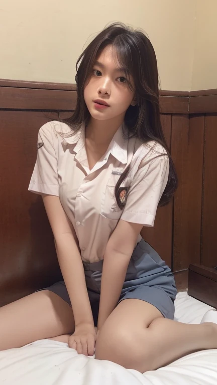 Multiple girl, realistic, extremely detailed, 8k, trending on ArtStation, Intricate, High Detail, Sharp focus, cute high school girl, beautiful, standing, indohighschool uniform, black wavy hair, school hallway, cute, photorealistic, full body, detailed, high quality, using pink panties, using white panties, visible panties