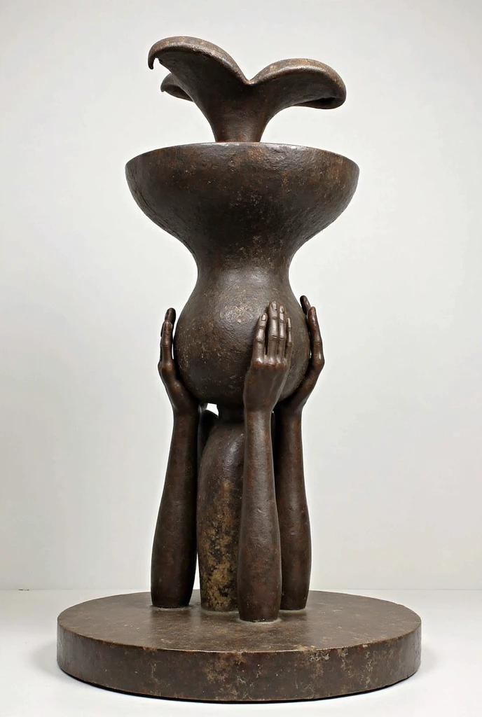 The sculpture, titled "Liberation of the Present", represents a human figure in the act of removing a mask, symbolizing the effort and struggle to be in the present. The work seeks to evoke the feeling of liberation and the intrinsic difficulty of letting go of the distractions and concerns that keep us from the "here and now".