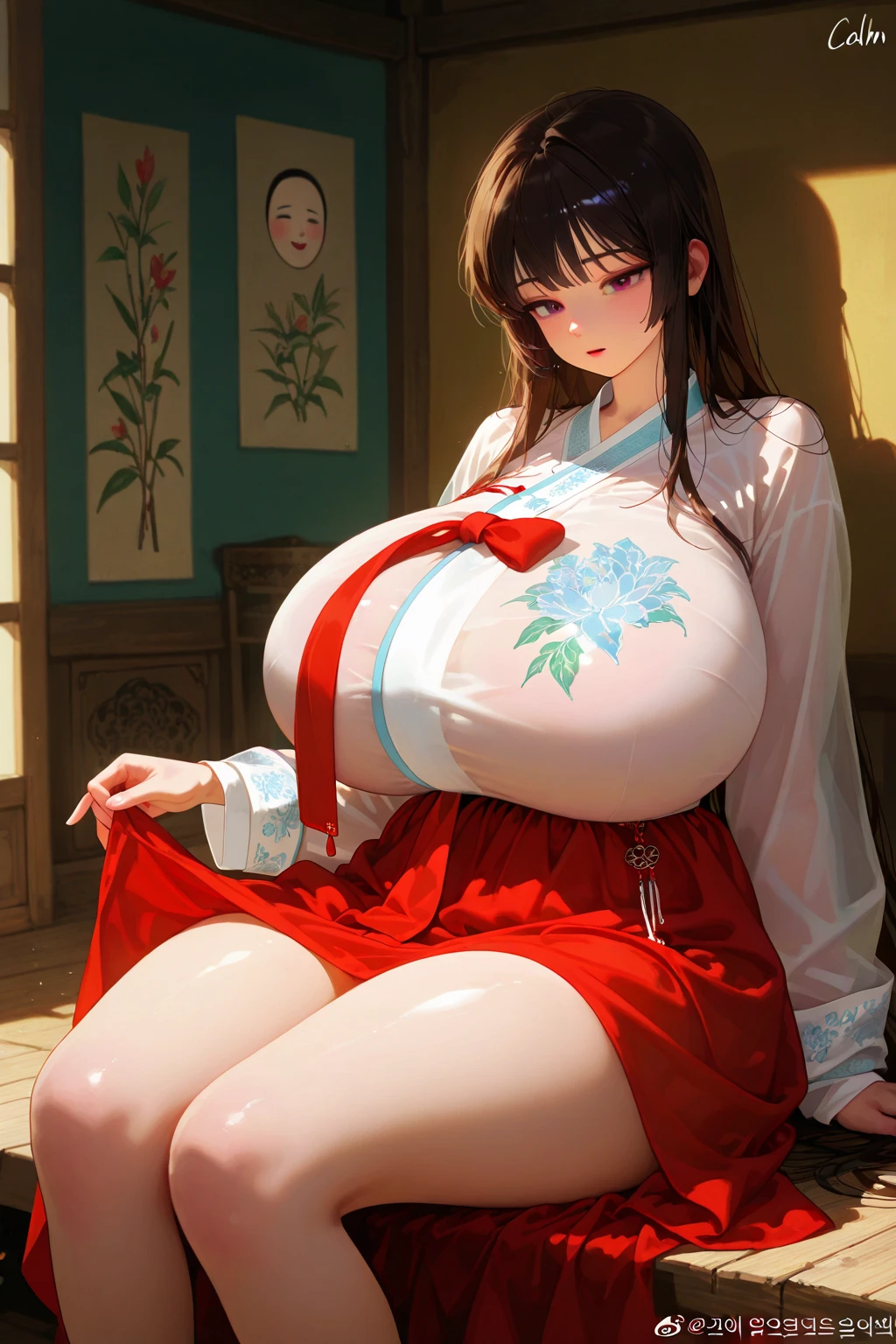 NSFW,Lost Virgin, completely naked,puberty, (((large areolae))) (((large areolae)))(((vulgarity))(((gigantic breasts))),(((large areolae))) (((gigantic breasts))),((((((Long black hair)))))(((vulgarity))(((Black eyes))),(((large areolae)))(((disproportionate breasts))),(((gigantic breasts))) (1girl),((masterpiece)), ((best quality)), ((highest quality)), ((ultra-detailed)), ((8k cg wallpaper)), ((extremely delicate and beautiful)), ((illustration)), ((1girl, solo)), ((shrine maiden outfit)), ((miko)), ((red skirt)), ((red hakama))