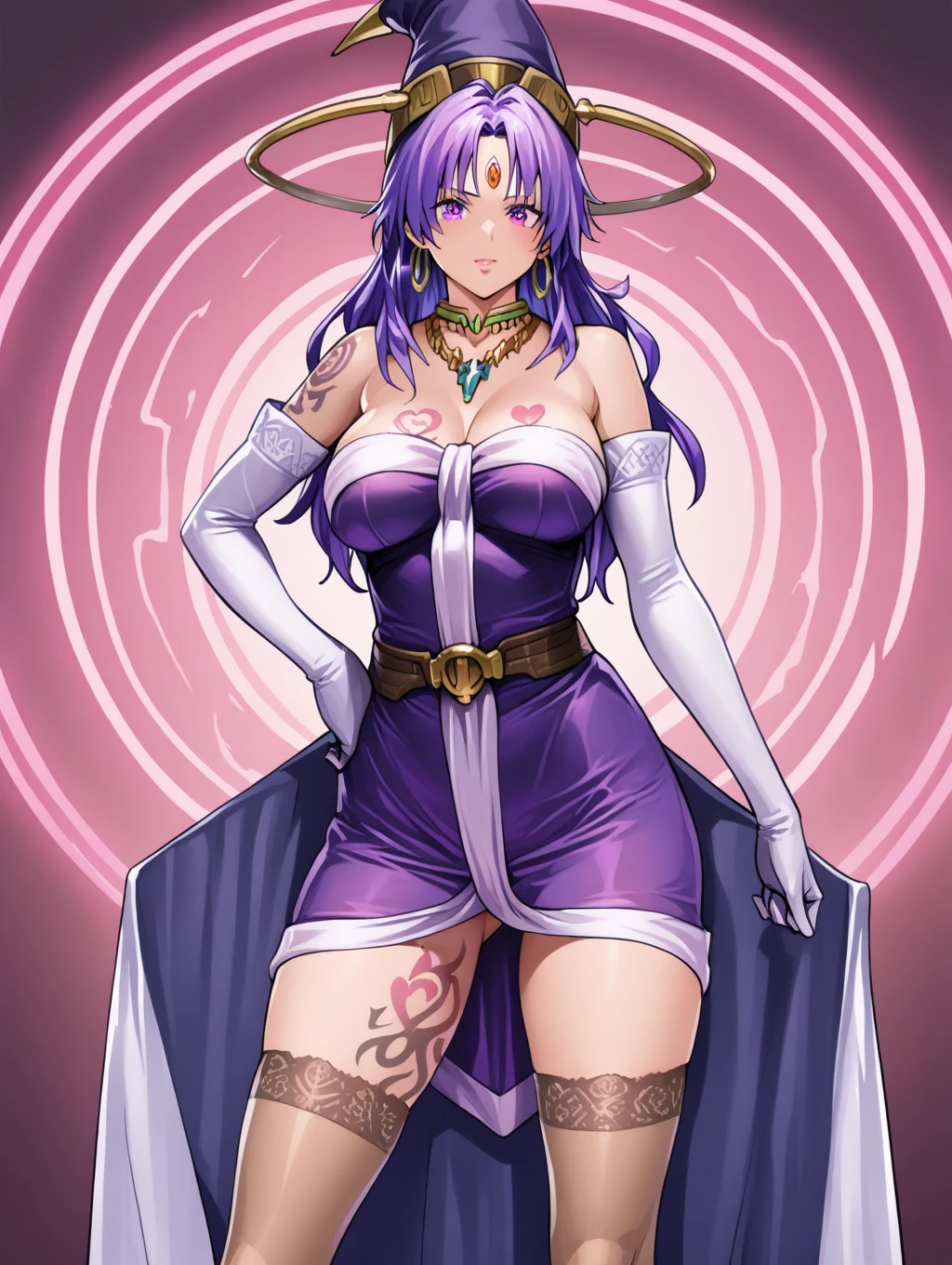 annangle,huge chest, curved, female,fantasyhere is a cartoon picture of a woman with a very large chest, , vest, pants, black hair, sacred aura, inspired by Luma Red, the non-binary deity of spring, ethereal rainbow nimbus, the butterfly goddess of fire, inspired by Marie Angel, will have shining around her, like the sun goddess, "uwu the prismatic person,  big breast, happy, beautiful eyes, , full body, walking, long dress, long dre, nun, priestess, saint, body of venus, bent, huge chest, forest, walking, smile, sharp teeth, black coats, coat, jacket, maid, butler