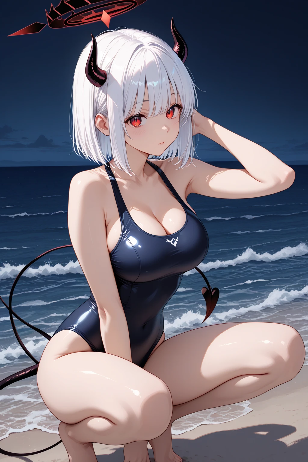 <lora:xl_lingnite cat girl-000014:1>,lingnite cat girl,gray hair,purple eyes,tresshear\(hairstyle)\,bikini
