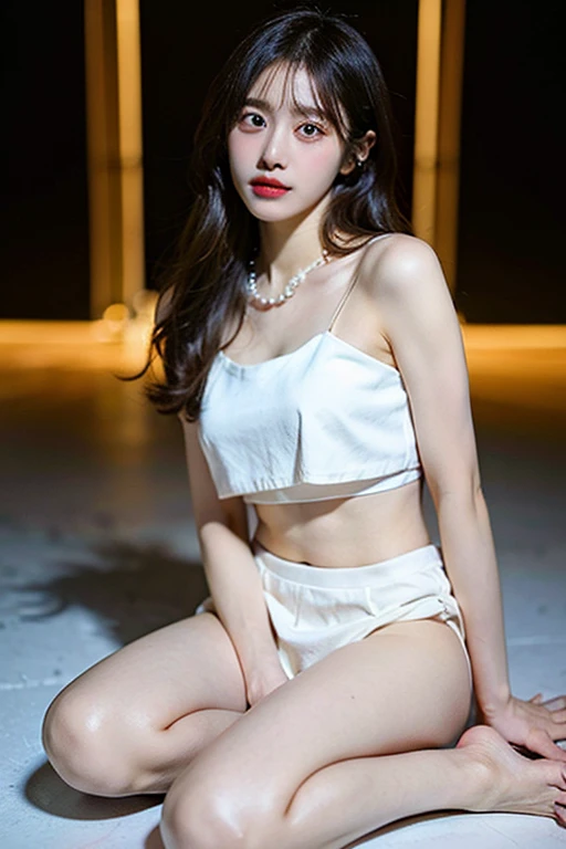 ((Best image quality)、Korean 20 years old、shower cabinet, NFSW, high resolution, Natural and smooth implementation, head and body balance、perfect body beauty:1.4、slim、thin legs、((dark brown hair、Very :1.2))、string underwear), Highly detailed face and skin textures、eye for detail、shy smile、perfect reading、with legs spread、Breasts completely covered by underwear , lighting areola、Aiming to become a gravure idol、angle from below、top quality、reality、open crotch、cute appearance、small breasts、angle from below、small ass、ultimate small、K-pop makeup、embarrassed expression、thin waist, White and clear skin, cute naked body, thin, almost naked