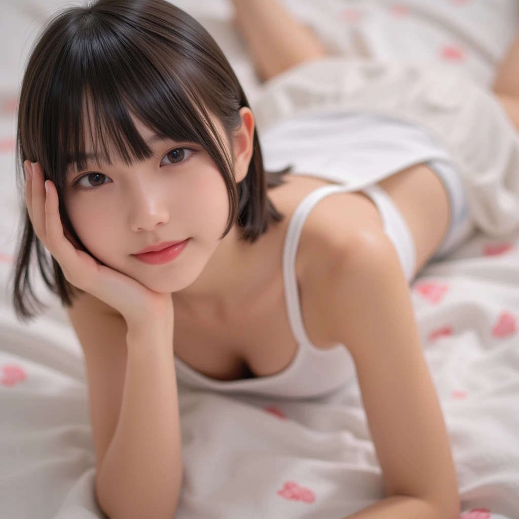 1girl , japanese cute girl,original,24yo, random haircolor,random hairstyle and length,(overhead shot) (from above:2), ((cowgirl position)),
cinematic angle,great lighting, detailed shadows, detailed body, vibrant, highly detailed,masterpiece, best quality, best aestethic,
looking at viewer,(head shot),
pussy juice,full body,hetero,vaginal,having sex:1.3,(spread legs, legs up, lying on),peeping,dynamic_angle,full_shot,(Thighs white liquid:1.15),(white, white turbid liquid on the body:1.2)、
check skirt,(nsfw),Spread your legs，(pubic hair)，
in lovehotel, on bed,