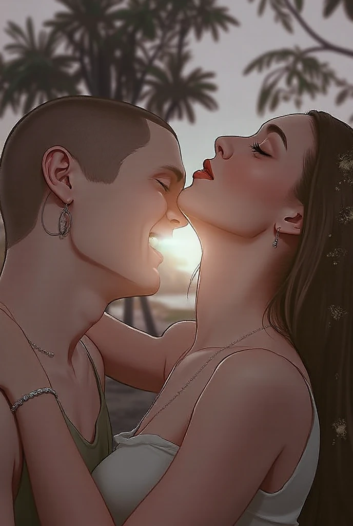 there is a man and woman kissing on the beach, kissing together cutely, tyler edlin and natasha tan, jordan grimmer and natasha tan, kissing together, couple kissing, ayami kojima and greg rutkowski, karolina cummings, james jean and petra cortright, profile image, in love selfie, thomas danthony and malika favre