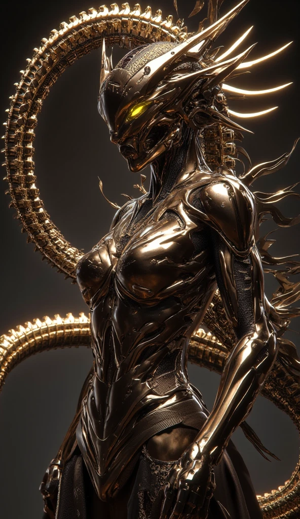 Metroid suit, woman in hot insect shell, Guyver style, bewitching, evil smile, scaraber reploid, bellows tail, cel shade adult animation,