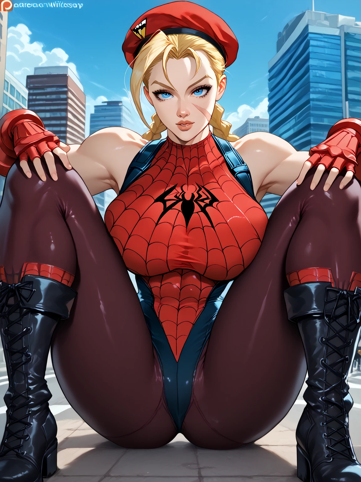 Spider-Man young cute two-dimensional big breasted hips without bra