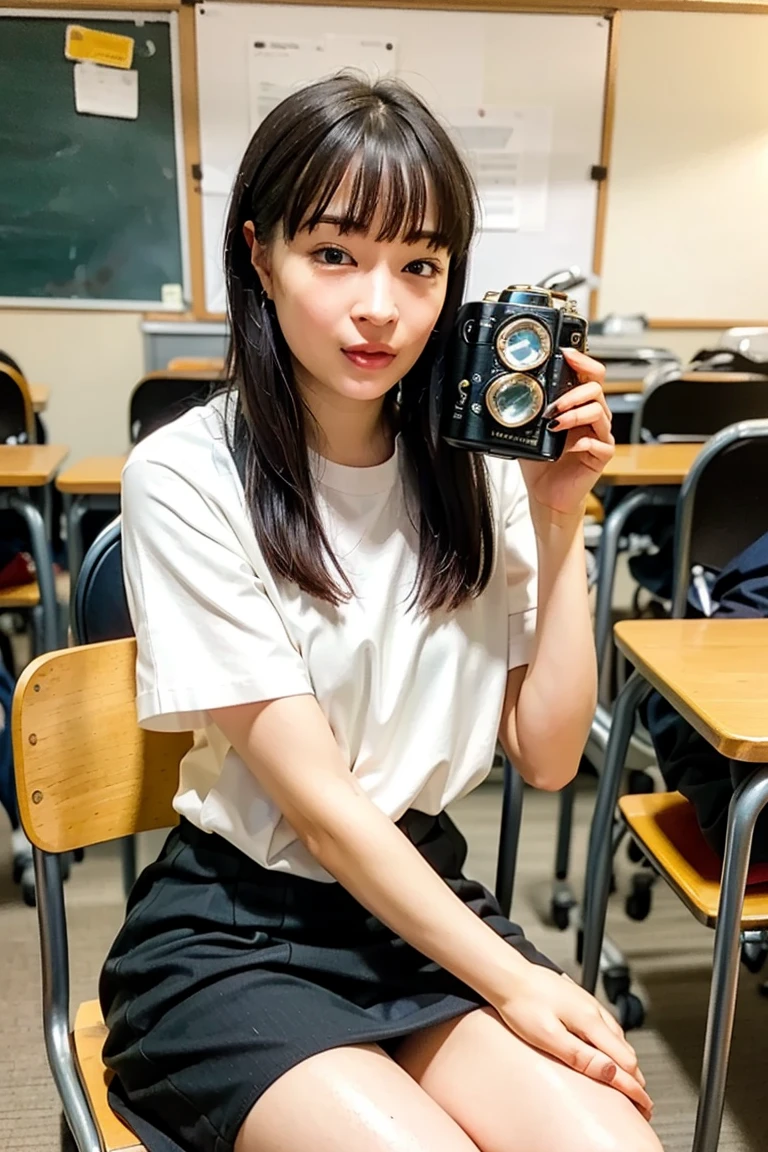 a girl, full color photo, a photo taken by a disposable camera