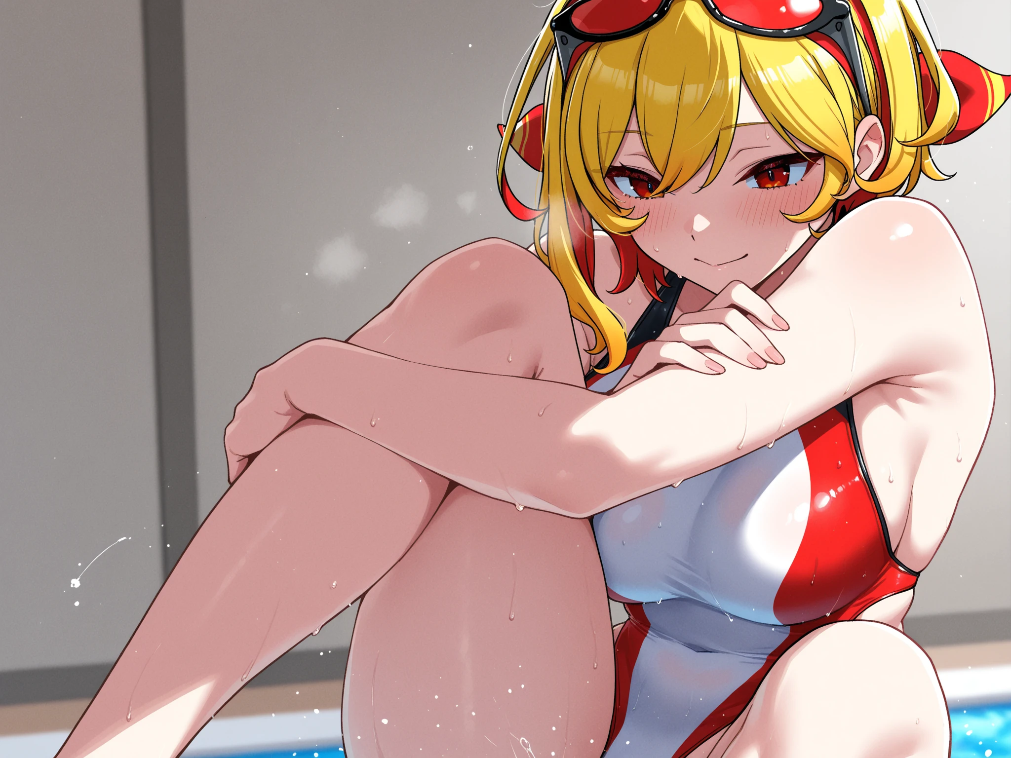 ((Highest quality)), ((masterpiece)), (detailed), One girl, sexy,(((pornographic pose (spreading legs open wide with knees bent, creating the shape of the letter 'M' by viewer),Thong,Wet thighs,Sweaty body))),Semen on face,Skinny Body,Slender body,Very thin waist,Beautiful, firm, non-saggy breasts,Perfect cleavage,Beautiful clavicle,Thin and short thighs,blush:1.4,A bleached ponytail that's too long,((String Bikini,Micro Bikini:1.8,Brightly colored tiny bikinis)),Sunburnした黒い褐色肌,Sunburn,Toned Abs,Browsing Caution,Belly button piercing,necklace,Earrings,Midriff look,(Small, pointy, bright pink nipples,Open your beautiful pussy),
