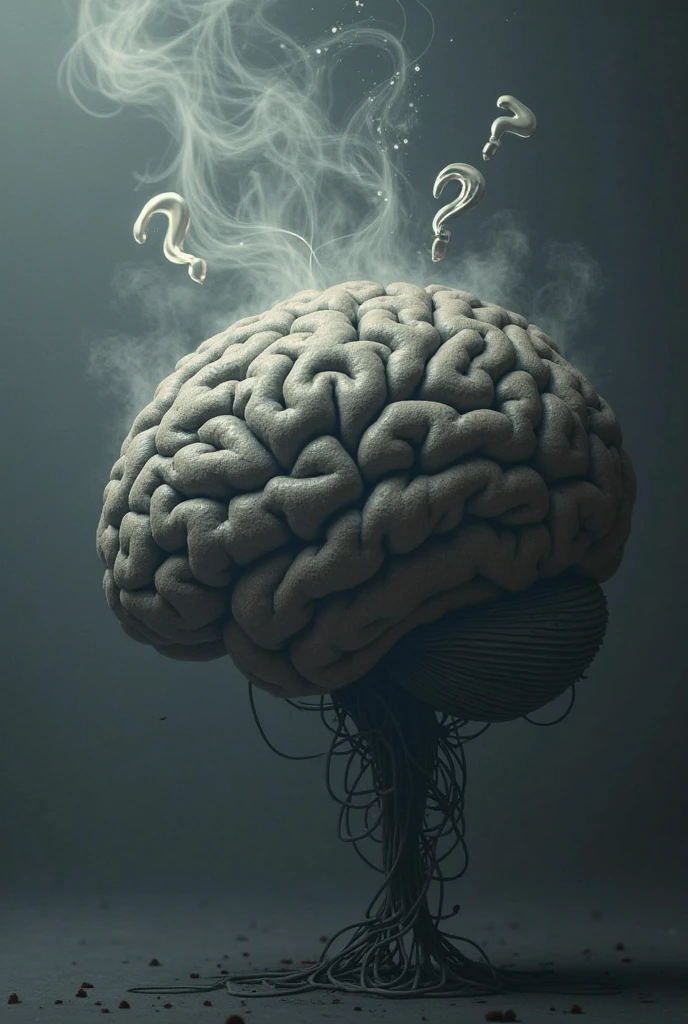 Brain drawing that turns to smoke at the ends
