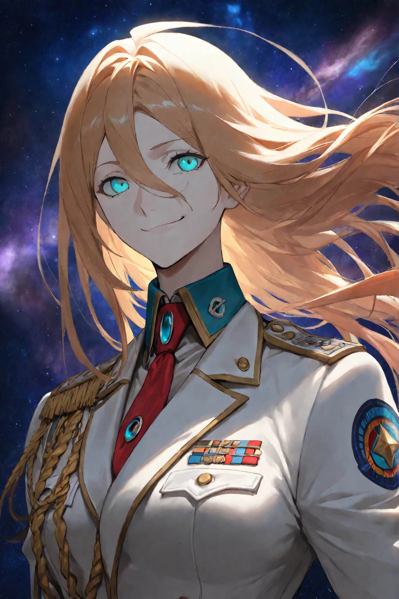 ((8k, masterpiece, top quality)), Ultra High Resolution, absurdes, 8k, god々しいMilitary uniform姿の長身の男性4K写真, Stars in space々Surrounded by. (Enchanting:1.3), (cosmic background:1.4), (soft focus:1.2), (Magical:1.5), Russian, (((Reinhard Heydrich))), ((())), skinny, (aqua eyes), Lower Your Hair, long hair, golden hair, Golden Eyes, My skin is white, upper body, smug, cruel, Sadistic, of, evil, dark, dark lighting, 薄 dark照明, ((Military uniform)),