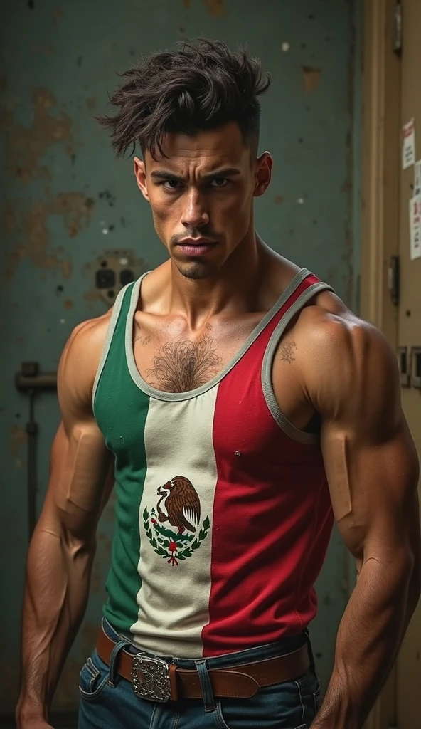 Italy flag on body builder man
