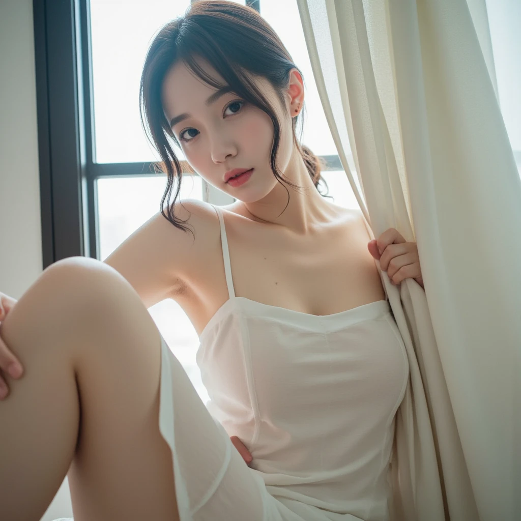 ( (8K:1.27), Best quality at best, tmasterpiece, 超高分辨率:1.2) photore,Beautiful Chinese woman (big breasts beautiful:1.1) (The clothes ar:1.21) ,ellegance、fanciful、the detail、geomerty、Gradient lighting,1girll, Delicate skin, looking at viewert, Brown eyes,ssmile ,(fashion hair:1.2), (Large breasts:1.0), (medium areolae:0.8), (realisticlying:1.4), (Best picture quality:1.0), (超高分辨率:1.0), 8K, RAW photos, (tmasterpiece:0.2), (PureErosFace_V1:0.5)